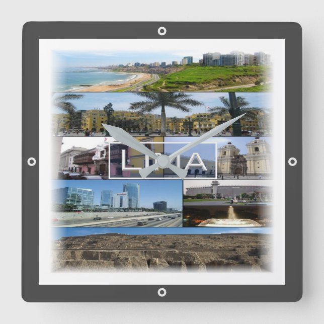 Horloge Carrée zPE008 mosaïque de LIMA au Pérou, en Amérique, (Recto)