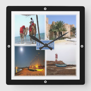 Horloge Carrée zTN017 DJERBA, Mosaïque, Tunisie, Afrique, Wal Car