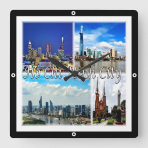 Horloge Carrée zVN013 HO CHI MINH City SAIGON, Mosaïque,