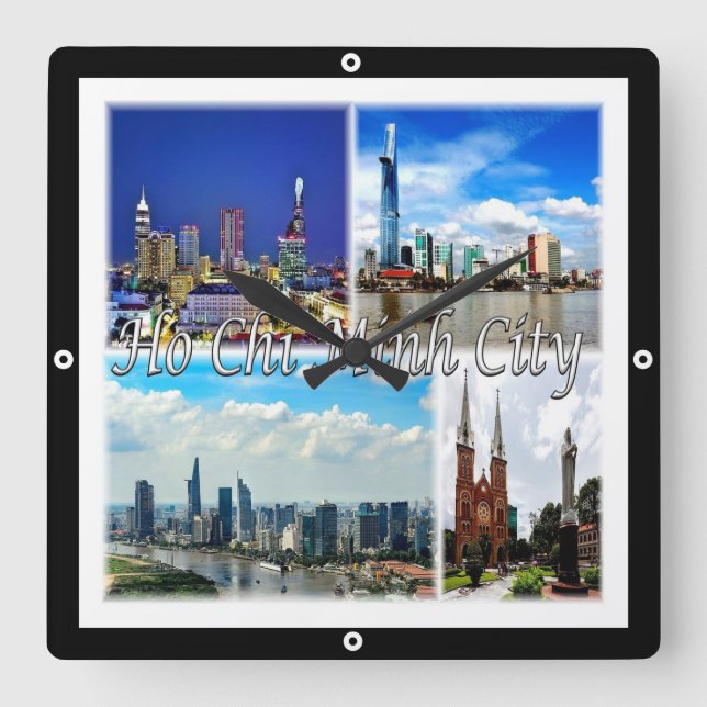 Horloge Carrée zVN013 HO CHI MINH City SAIGON, Mosaïque, (Recto)