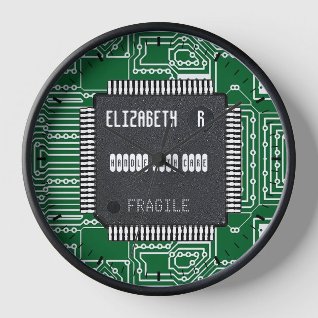 Horloge Carte Circuit Sur Impression Avec Votre Nom (Recto)