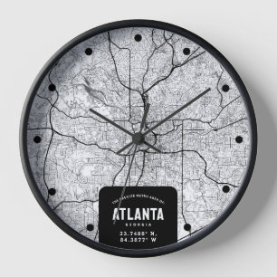 Horloge Carte de la ville d'Atlanta