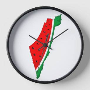Horloge Carte de Palestine Watermelon Symbole de la libert