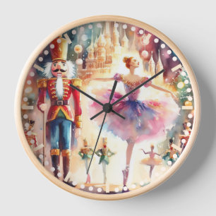 Horloge Casse-noisette Ballet Aquarelle Noël Ballerina