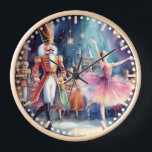 Horloge Casse-noisette Ballet Aquarelle Noël Ballerina<br><div class="desc">Nutcracker Ballet Aquarelle Noël Ballerina Festive Mur Horloges de Fêtes dispose d'un ballet traditionnel de Noël avec une ballerine et un craquelin. Parfait pour les cadeaux de Noël,  le décor de Noël,  les fêtes de fin d'année et plus encore. Créé par Evco Studio www.zazzle.com/store/evcostudio</div>