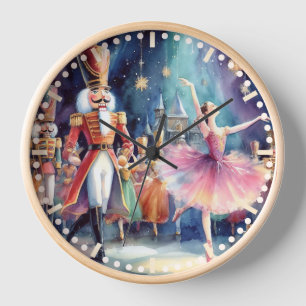 Horloge Casse-noisette Ballet Aquarelle Noël Ballerina