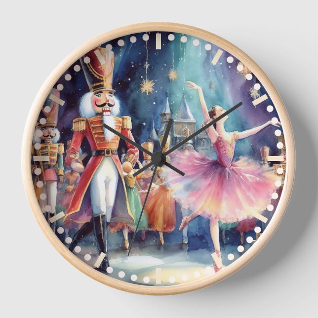 Horloge Casse-noisette Ballet Aquarelle Noël Ballerina (Recto)
