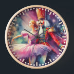 Horloge Casse-noisette Ballet Aquarelle Noël Ballerina<br><div class="desc">Nutcracker Ballet Aquarelle Noël Ballerina Festive Mur Horloges de Fêtes dispose d'un ballet traditionnel de Noël avec une ballerine et un craquelin. Parfait pour les cadeaux de Noël,  le décor de Noël,  les fêtes de fin d'année et plus encore. Créé par Evco Studio www.zazzle.com/store/evcostudio</div>