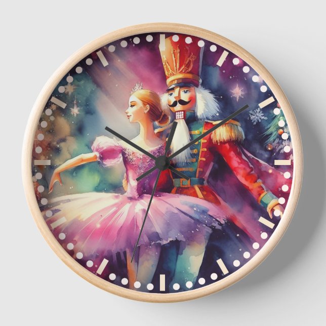 Horloge Casse-noisette Ballet Aquarelle Noël Ballerina (Recto)