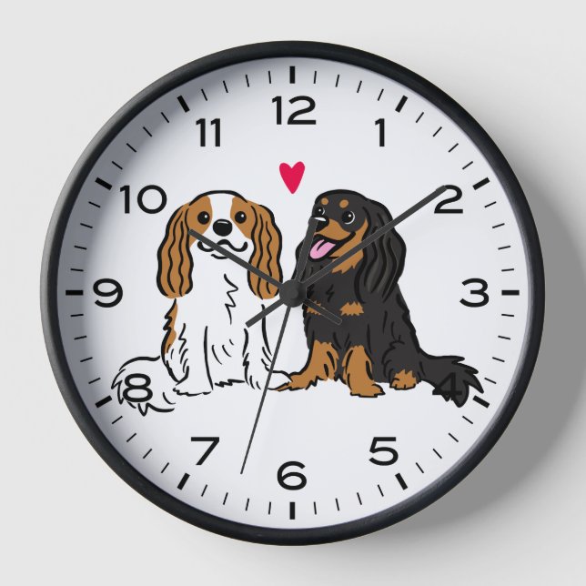 Horloge Cavalier King Charles Espaniels Chiens mignons (Recto)