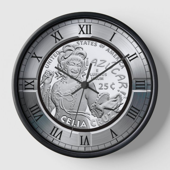 Horloge Celia Cruz Quarter ~ Chanteur américano-cubain ~ * (Recto)