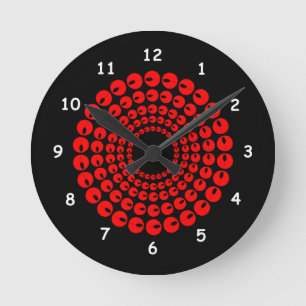 Horloge - Cercles concentrés rouges de perles sur 