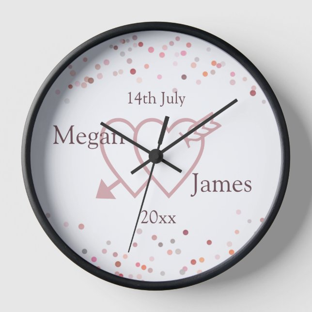 Horloge Cercles Confetti Roses (Recto)