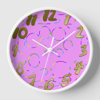 Horloge Cercles et boucles Magenta rose moderne