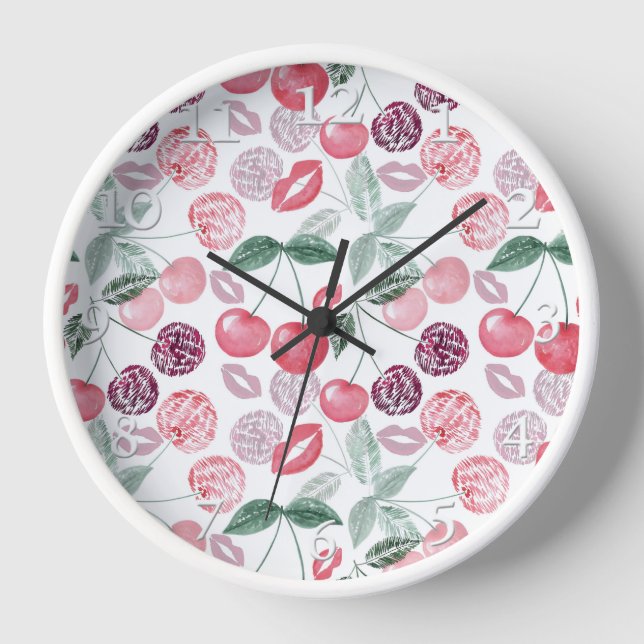 Horloge Cerise rouge baie fruit stylé (Recto)
