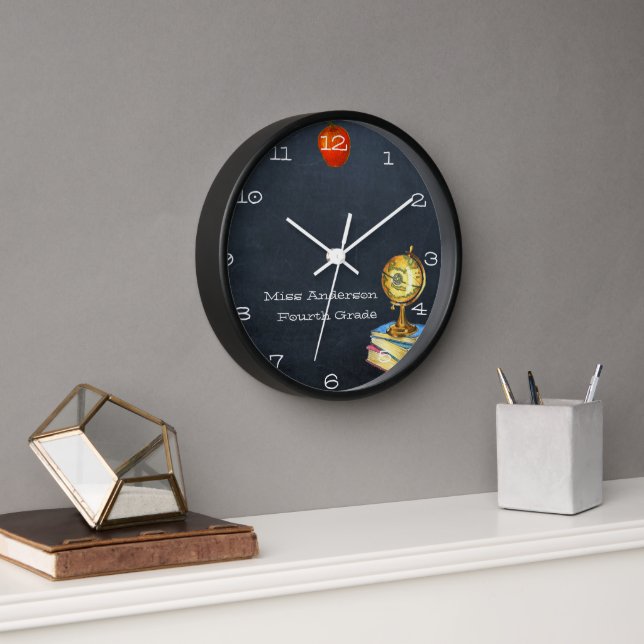 Horloge Chalkboard and Globe Teacher Clock (Bureau)
