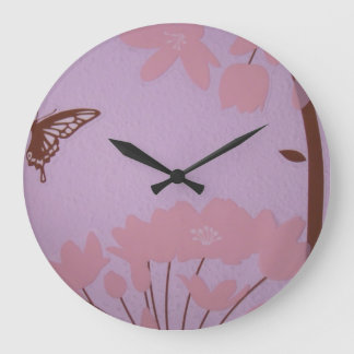 Horloge chambre bébé déco rose brun lavande Fleurs