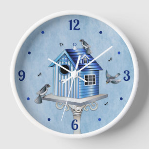 Horloge Chambres d'oiseaux et de chanteurs victoriens Bleu