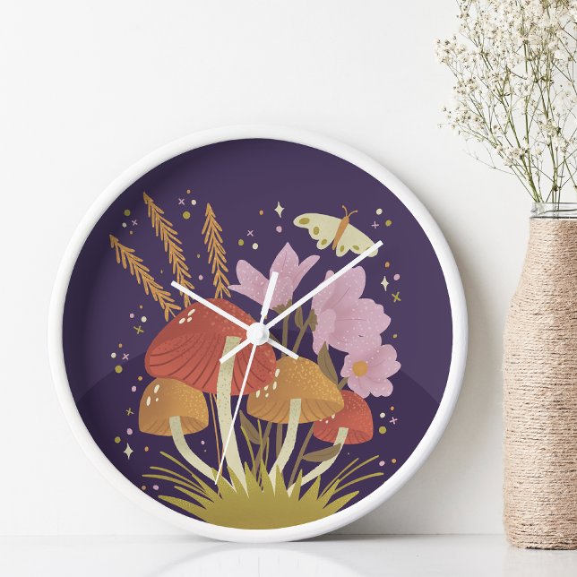 Horloge Champignon aux fleurs violet (Créateur téléchargé)