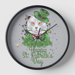 Horloge Chapeau vert trèfle chanceux  Fête de la Saint-Pat