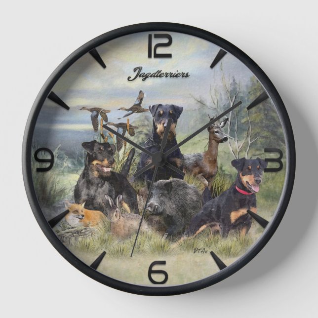 Horloge Chasse avec Jagdterriers, Art (Recto)
