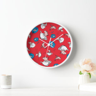 Horloge Chat Dans Le Casquette   Le Motif rouge poisson