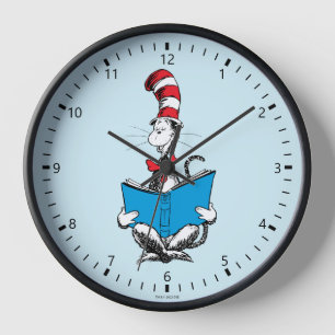 Horloge Chat dans le chapeau en lecture