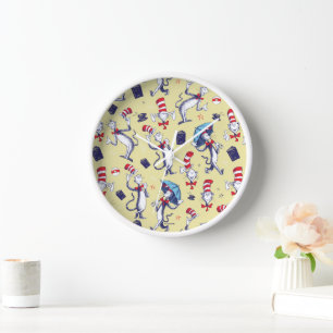 Horloge Chat dans le Chapeau   Motif Jaune