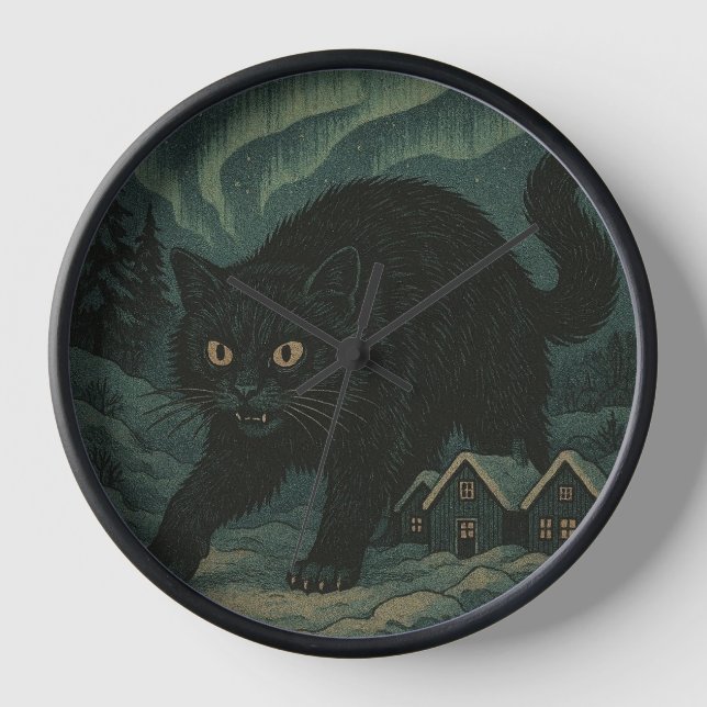 Horloge Chat de Noël islandais Yule  (Recto)