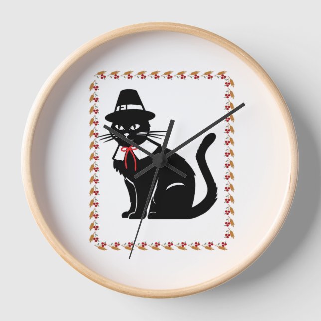 Horloge Chat de pèlerin T-shirt surdimensionné (Recto)