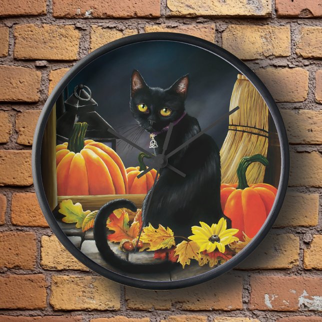 Horloge Chat d'Halloween noir (Créateur téléchargé)