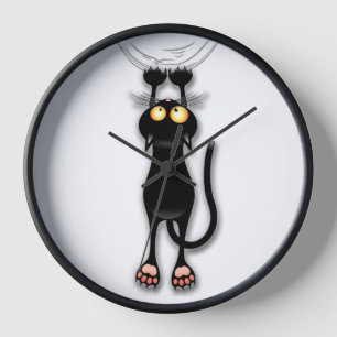 Horloge Chat drôle Personnage Grattant Tissu