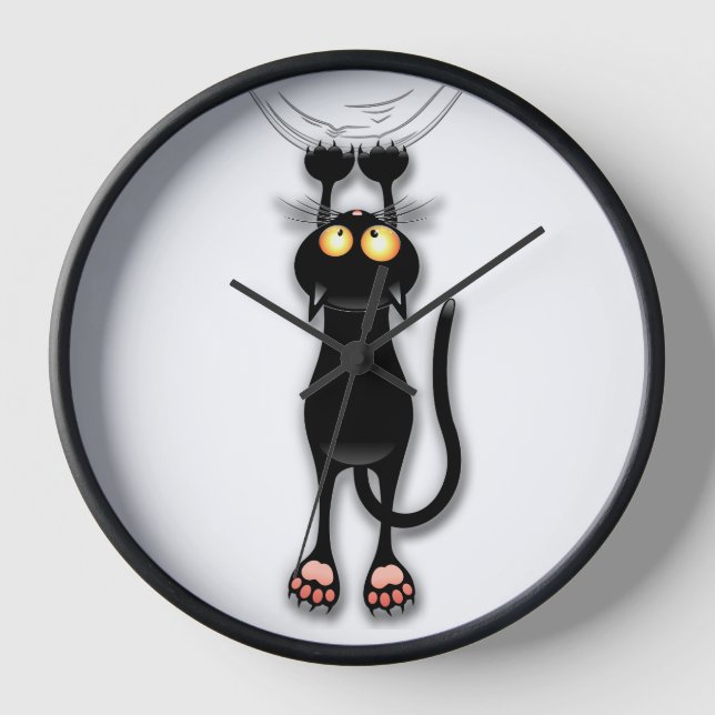 Horloge Chat drôle Personnage Grattant Tissu (Recto)