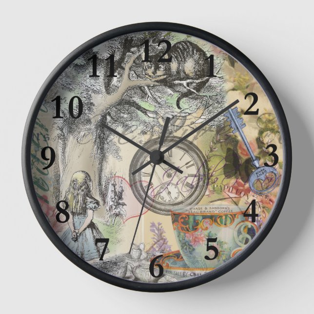 Horloge Chat du Cheshire Alice au Pays des Merveilles Clas (Recto)
