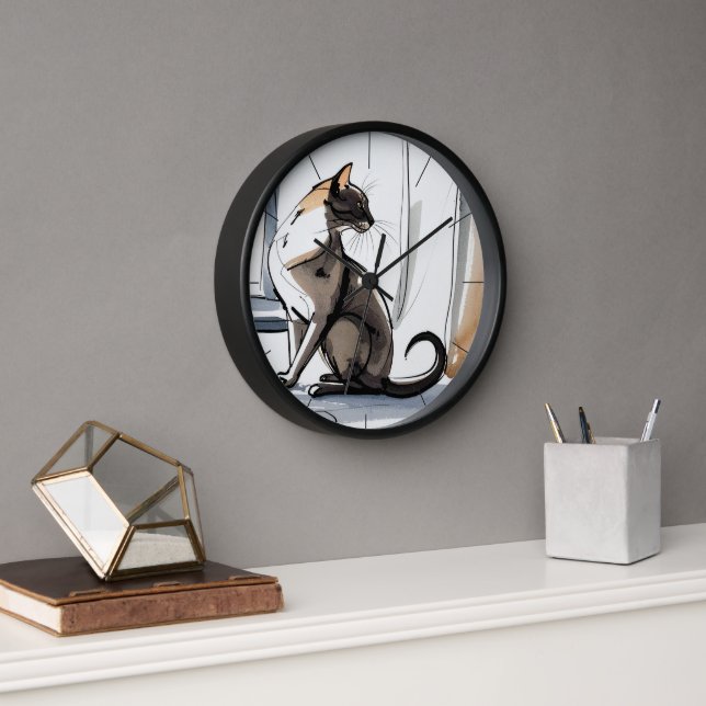 Horloge Chat élégant et digne dans l'art urbain  (Bureau)