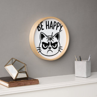 Horloge Chat en colère – Soyez heureux, l'art du contraste