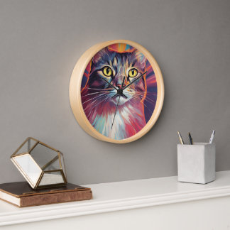 HORLOGE CHAT ET COULEURS DANS MA CHAMBRE