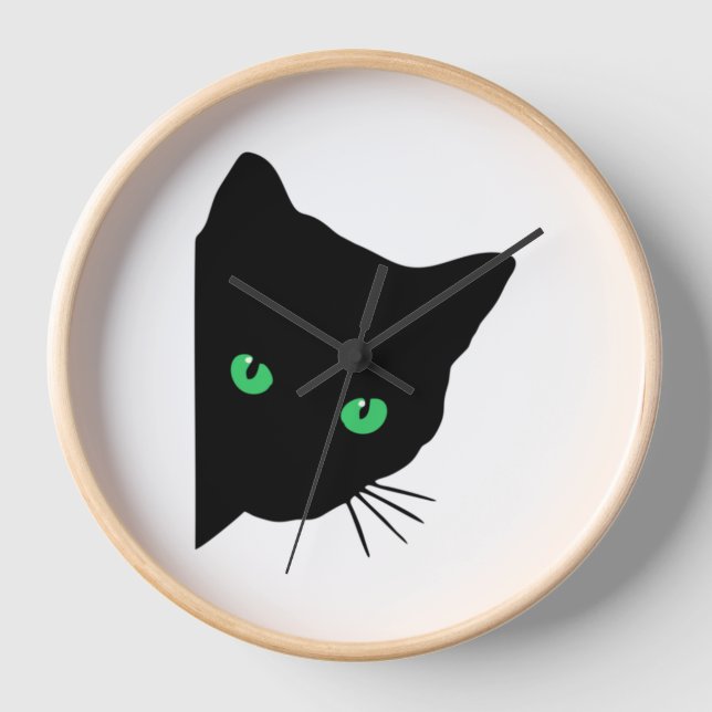 Horloge chat noir aux yeux verts (Recto)