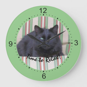 Horloge - Chat noir sur coussins TEST3