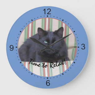 Horloge - Chat noir sur coussins TEST4