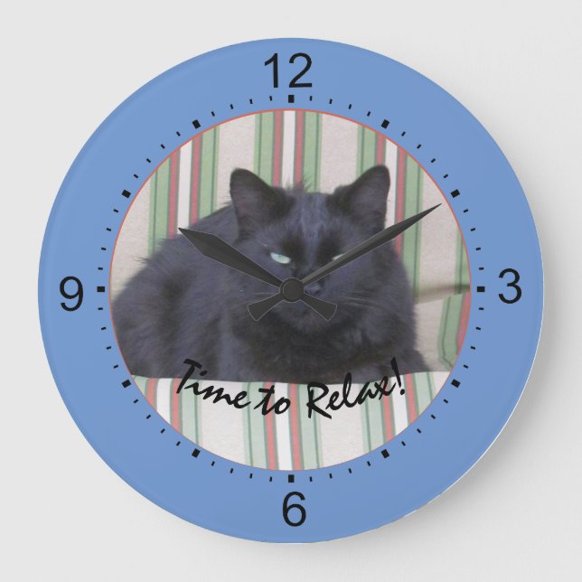 Horloge - Chat noir sur coussins TEST4 (Recto)
