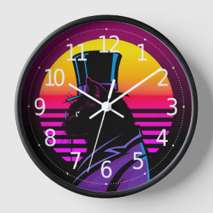 Horloge Chat portant un Tuxedo et une oeuvre d'art Casquet