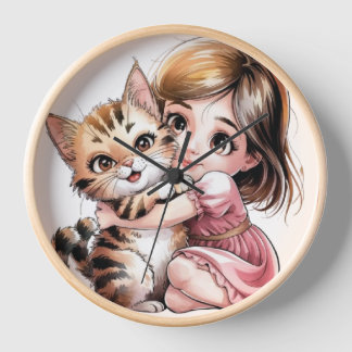 Horloge Chatouille dans un câlin chaud avec une petite fil