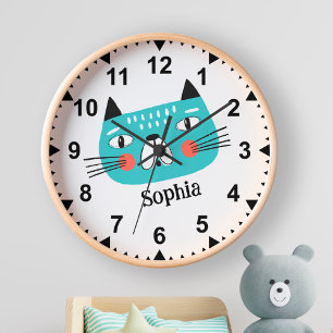 Horloge Chatte drôle pour enfants en garderie