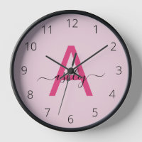 Chaud rose moderne Script Girl Monogramme Nom