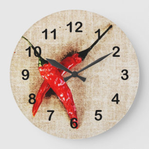 horloge chaude de poivrons de piment rouge