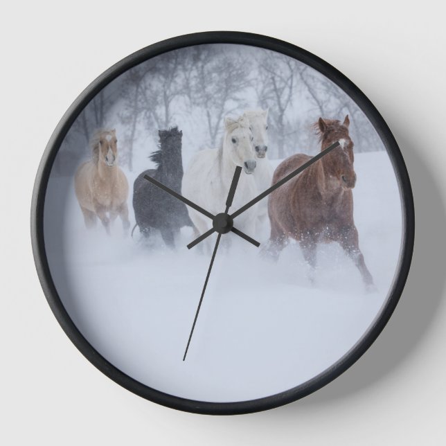 Horloge Chevaux courant à travers la neige (Recto)