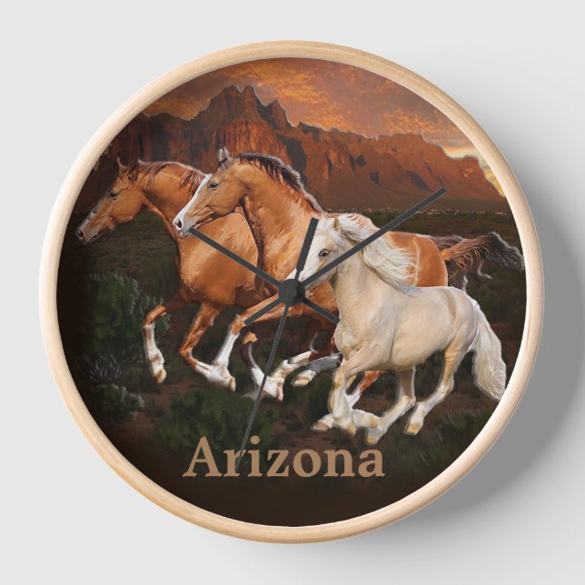 Horloge Chevaux sauvages d'Arizona (Recto)