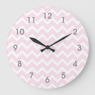 Horloge Chevron rose et blanc moderne - chiffres g