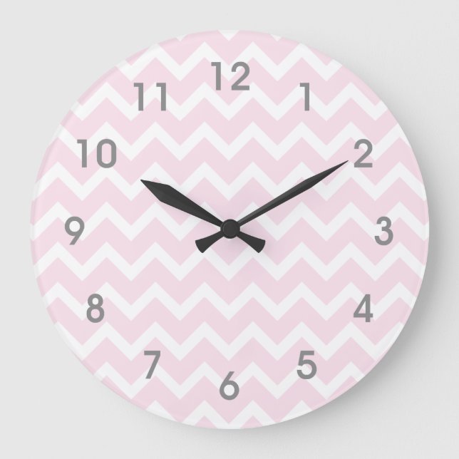 Horloge Chevron rose et blanc moderne - chiffres g (Recto)